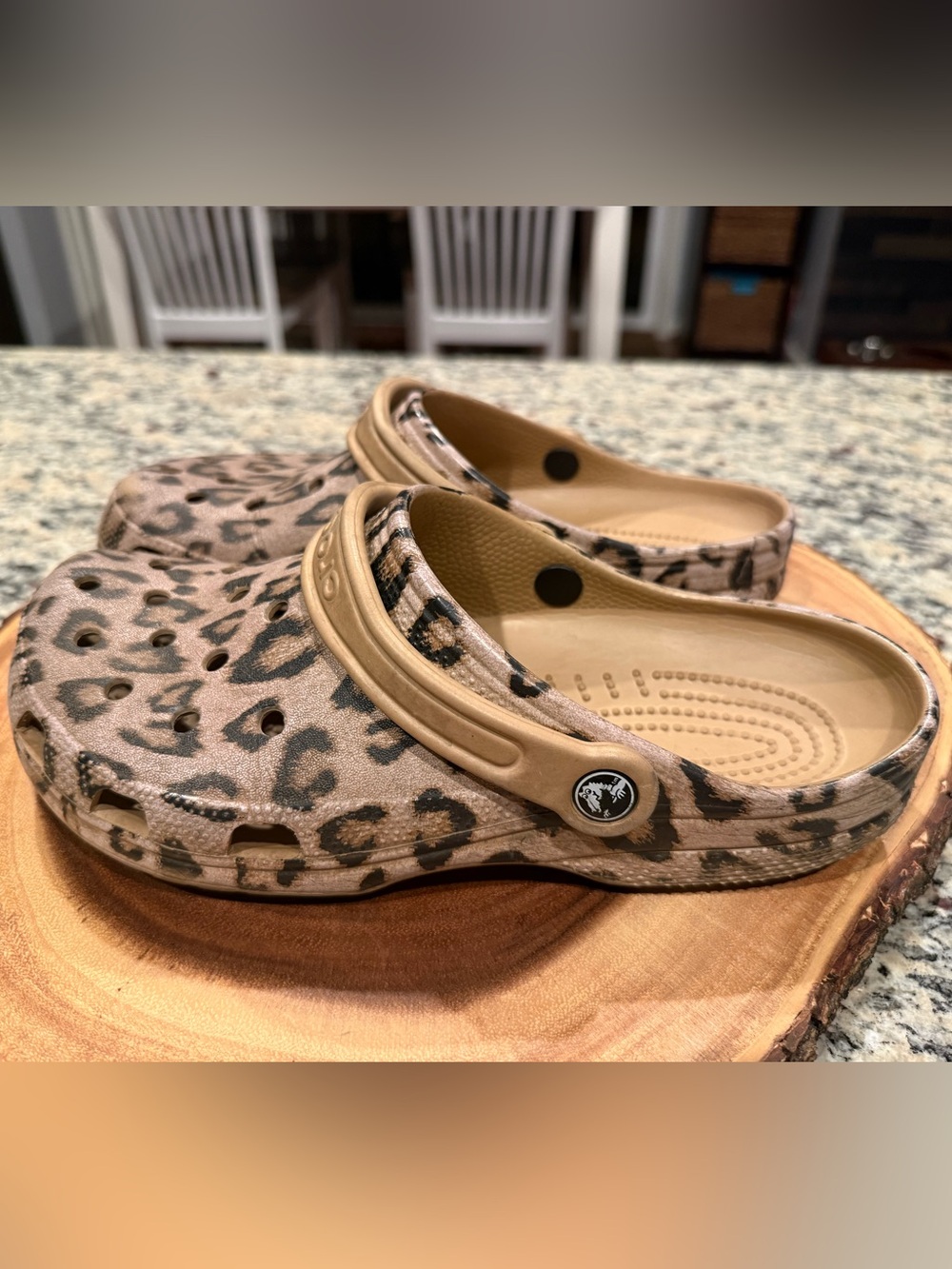 CROCS Leopard Print Clog in Tan and Black size 10 women 8 men